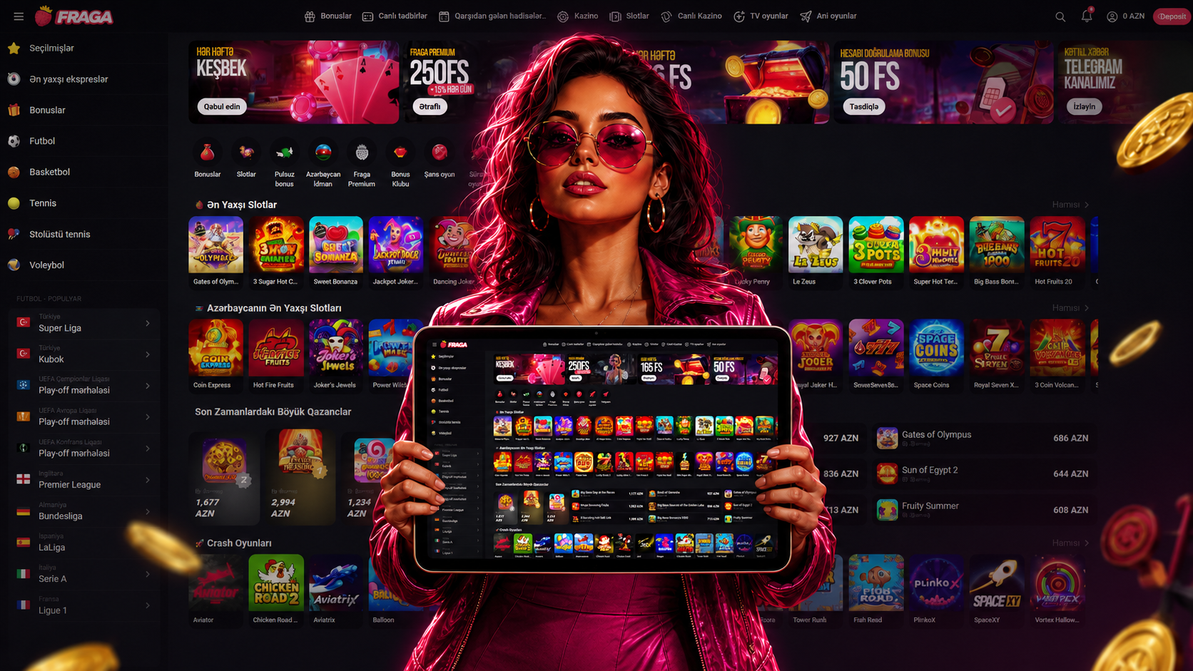 Fraga Casino app daxilində slotlar, canlı kazino və Aviator oyunları